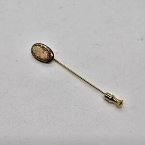 sterling vermeil cameo stick pin red-orange background